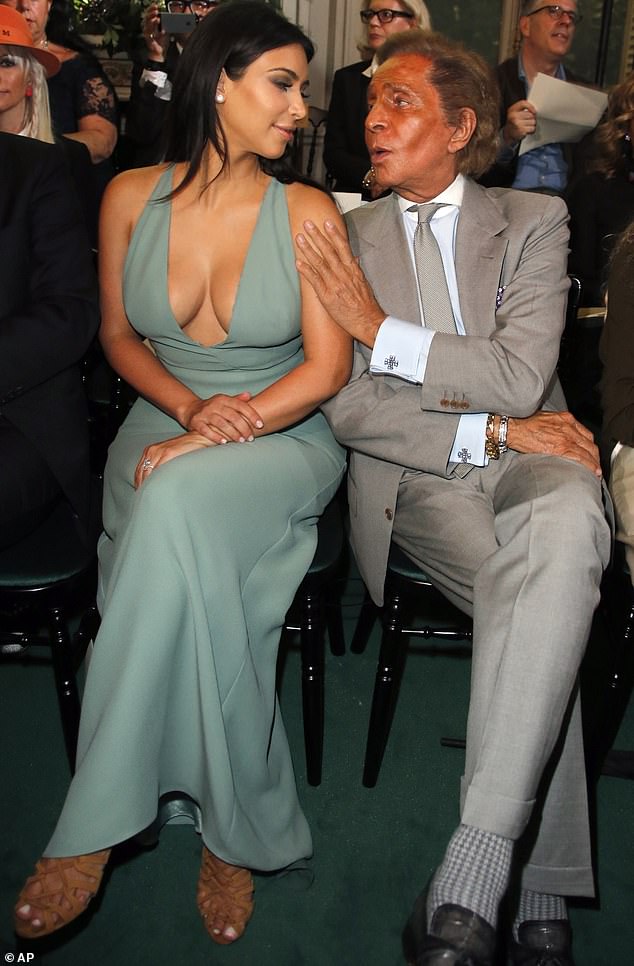 Iconic Italian fashion designer Valentino ¿Garavani died aged ¿of ¿93 ¿'surrounded by his loved ones' at his home in Rome on Monday (pictured with Kim Kardashian in 2014)