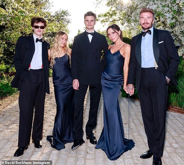 Brooklyn is estranged from his entire family - and he says he has no wishes to reconcile (pictured L-R: Cruz, Harper, Romeo, Victoria and David Beckham)