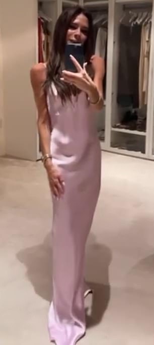 Victoria is partial to a little pink - including a dress in her latest collection. The designer shared these snaps last year of her wearing a pale pink slip