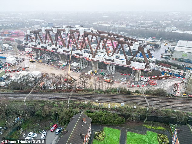 The Bellingham Bridge - named after the Real Madrid and England star Jude - will be one of the tallest HS2 bridges once it is completed near Birmingham city centre