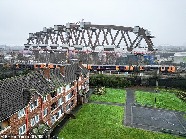 The bridge is the tallest of all the viaduct passages under construction for HS2 in Birmingham and will feature a light installation once opened