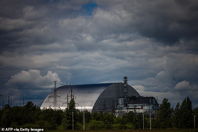 The New Safe Confinement at Chernobyl Nuclear Power Plant which cover the number 4 reactor unit on May 29, 2022