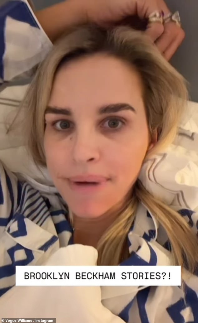 Taking to her own Instagram page, Vogue reacted to Brooklyn's post as she said: 'I mean will never sleep again. I can't sleep now I have to stay up and see what the Beckhams respond'