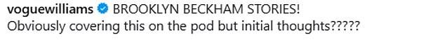'Wow. My mind is blown. Oh my god. This is very sad of course, I do love the Beckhams and it's always sad to see that happening,' she said as she asked her followers what they thought