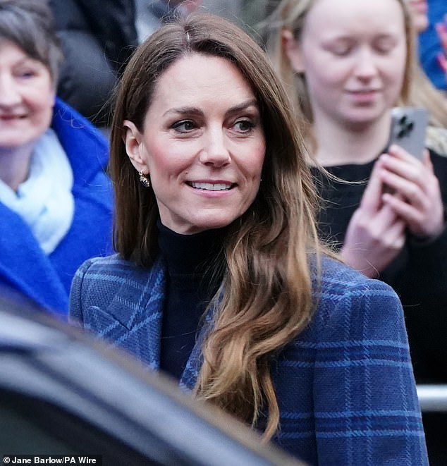 Princess Kate wears a Coat by Chriss Kerr, cloth woven by Johnstons of Elgin for HRH