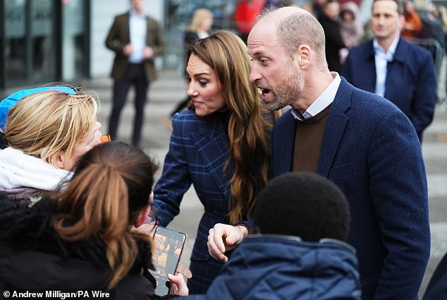 The Prince and Princess of Wales meet royal fans during their trip to Stirling today
