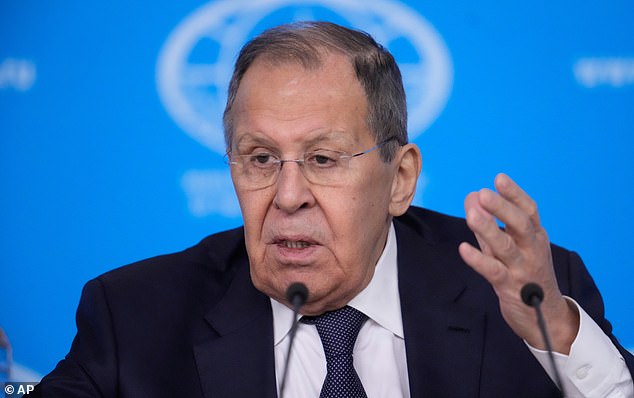 Russian Foreign Minister Sergey Lavrov gestures while speaking during his annual news conference in Moscow, on Tuesday, Jan. 20, 2026. (AP Photo/Pavel Bednyakov)
