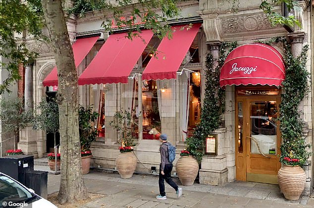 The Jacuzzi restaurant in Kensington, pictured. Meals at the restaurants range from a truffle pizza for £21 to a crab tagliarini for the same cost or a lamb pasta for £19.50, while their 'must-have' dessert, a lemon pie, is £8.50 and cocktails are priced between £11 and £16