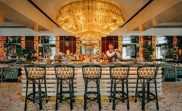 The bar at Big Mamma group's Barbarella restaurant in London's Canary Wharf