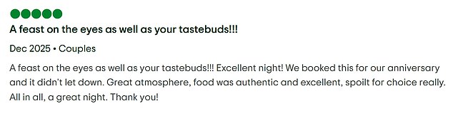 However, others were delighted by the restaurants, claiming they were 'a feast on the eyes as well as your tastebuds'