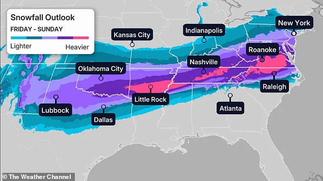 The center is predicting heavy snow freezing rain and sleet, as well as hazardous conditions and reduced visibility over the upcoming weekend