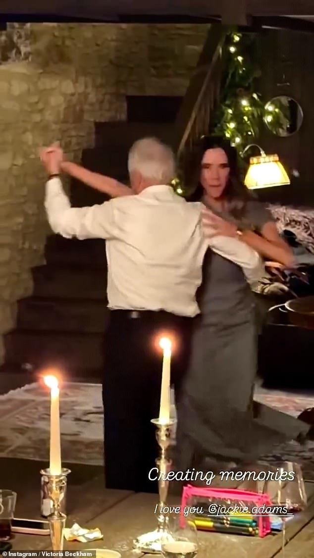 Victoria is known to love to dance, having rose to fame in the band the Spice Girls (pictured with her father Tony)