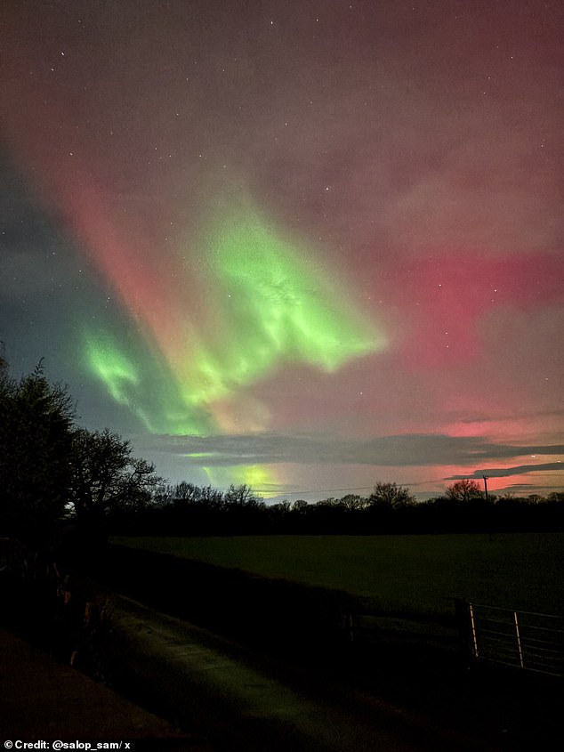 Shropshire was also hit with a stunning light show on Monday