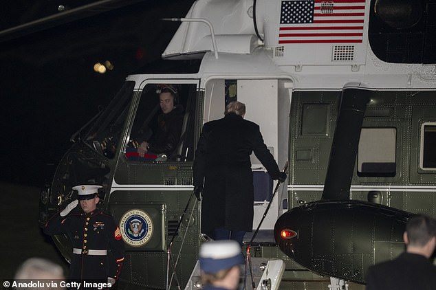 The president boarded Marine One at 9:18pm to fly to Joint Base Andrews and Air Force One took off at 9:46pm