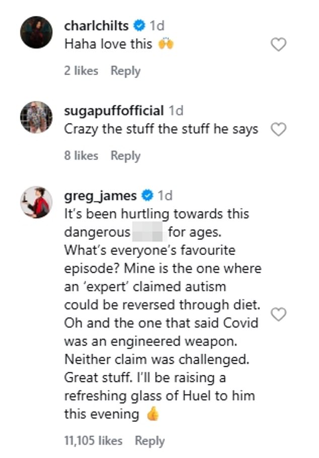 Shabaz was flooded with support from his celebrity followers, including Oti Mabuse, who admitted she was once a fan of the podcast but was now 'disappointed' with the host