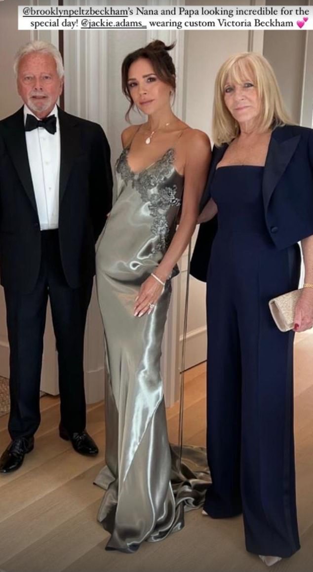 Victoria is joined at the wedding by her parents Anthony and Jackie Adams