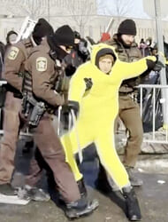 Anti-ICE protester in Pikachu costume dragged away by officials
