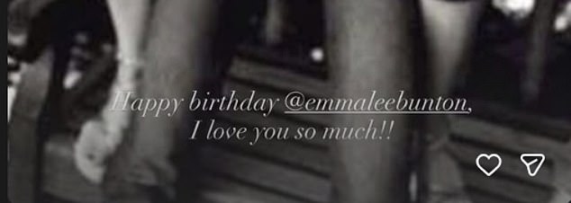The Spice Girl shared a photo on her Instagram Stories to wish her bandmate Emma Buntona happy 50th birthday, writing 'I love you so much!!'