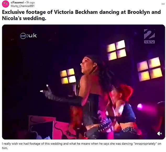 A video of the star performing in 2001 was shared on Reddit in a nod to her dancing style - and in a cheeky swipe at what fans are speculating her dance moves 'on' Brooklyn to be