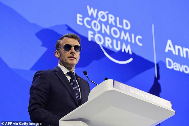 Trump mocked French President Emmanuel Macron after the leader wore aviator sunglasses during his Davos speech