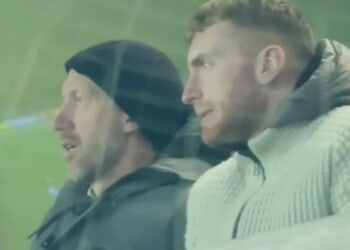 Former Chelsea manager spotted alongside Dejan Kulusevski at Tottenham clash with Thomas Frank under fire