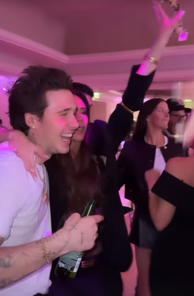 Some of the accusations levelled by Brooklyn against Victoria involved her 'inappropriately' dancing at his wedding to Nicole (mother and son seen here dancing at a different occasion)