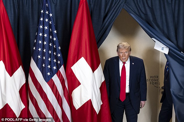President Donald Trump arrives for a bilateral meeting with Switzerland's President on the sidelines of the World Economic Forum (WEF) annual meeting in Davos on January 21, 2026