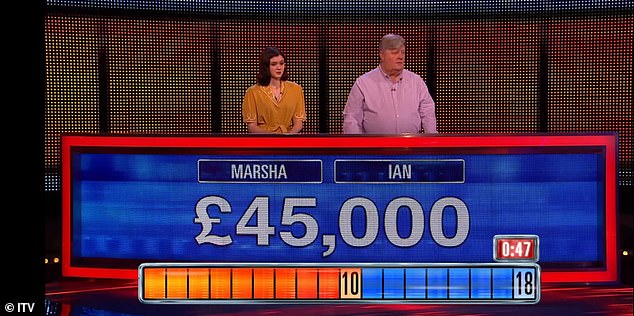 Marsha and Ian were the only members of their team to reach the Final Chase - where something unusual happened