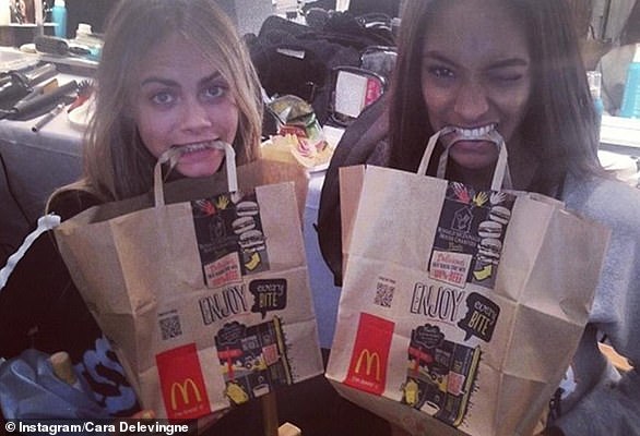 High society supermodel Cara Delevingne is also a fan of the US fast food chain