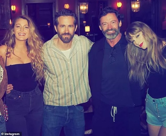 'No one but Baldoni, myself, and Reynolds was anywhere in our office during the discussion about Baldoni's inappropriate inquiries into my weight,' she said in her deposition; Lively, Reynolds, Jackman and Swift pictured in 2024