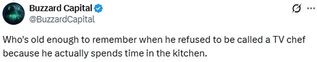 But the clip has gone viral again, with people branding the segment 'toe-curling' and one person saying: 'This from a self-proclaimed chef is laughable'