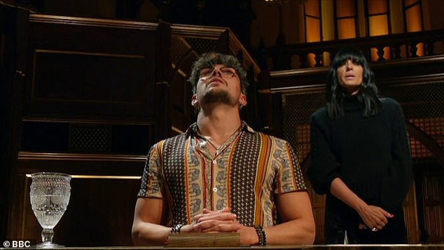 She then swiftly turned to walk out of the room as she moodily quipped: 'Goodnight!' leaving them reeling