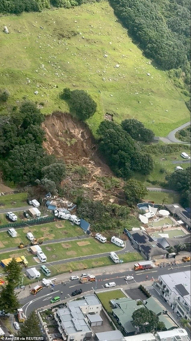 The Beachside Holiday Park has been evacuated, and the public is urged to avoid the area, as emergency responders launch a desperate search for those feared trapped