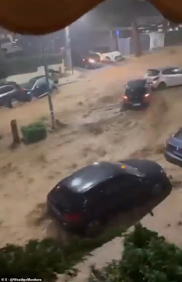 In Glyfada, Greece, roads were turned into rivers as severe floods battered the popular holiday hotspot, also known as the unofficial capital of the Athens Riviera