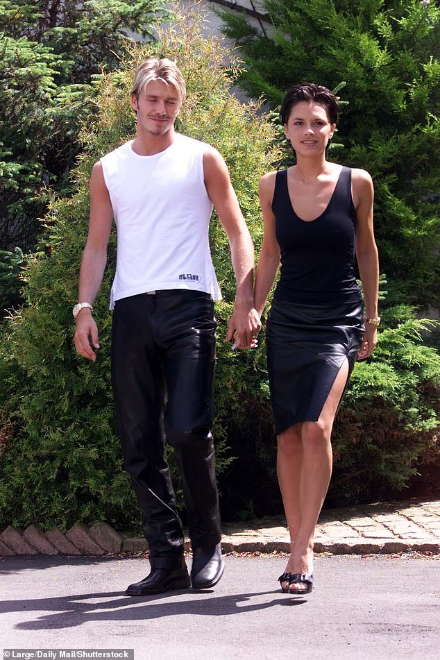 Victoria's trademark Spice Girls look in the 90s was always an LBD - pictured here with husband David ahead of their wedding in 1999