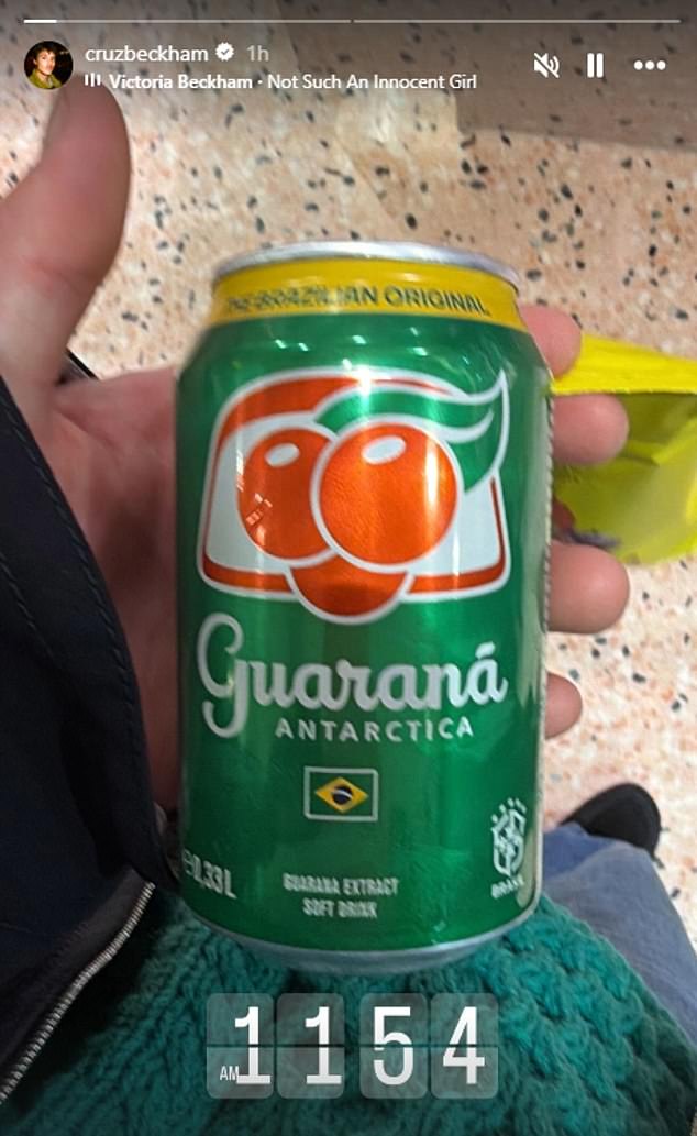 Taking to his Instagram stories, Cruz Beckham shared a picture of a drink while subtly adding Not Such An Innocent Girl over the top as the song soared the charts