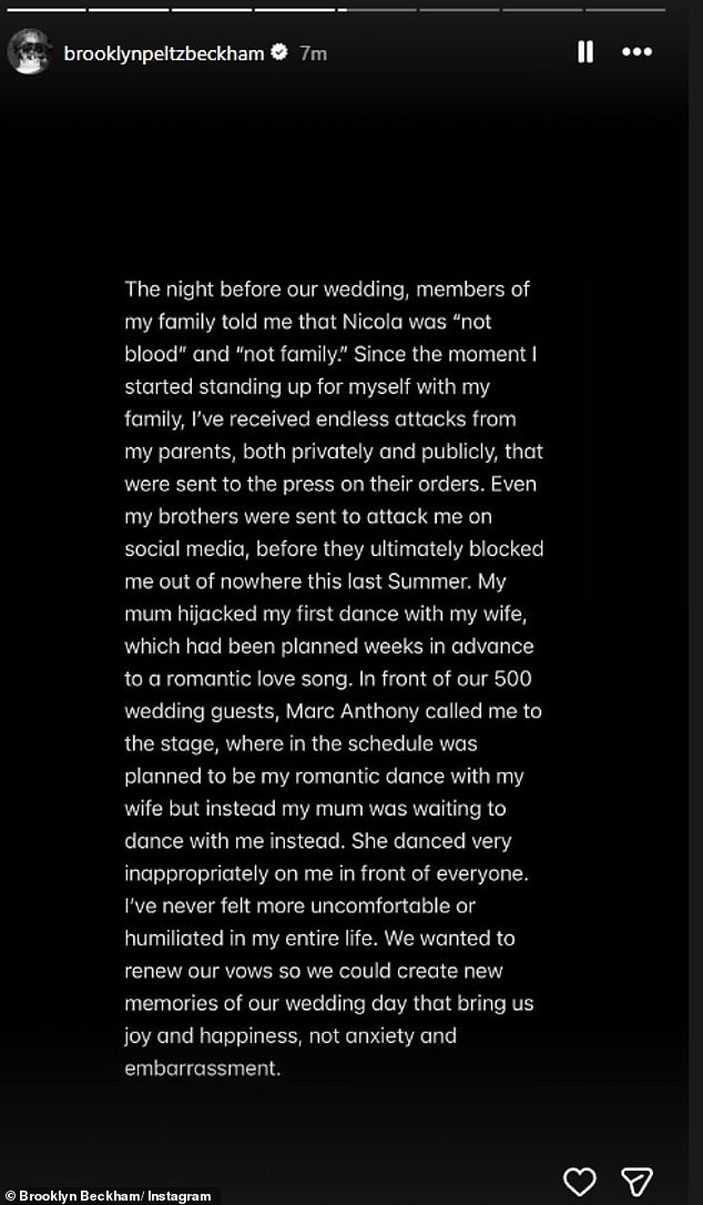 He claimed: 'The night before our wedding, members of my family told me that Nicola was "not blood" and "not family"'