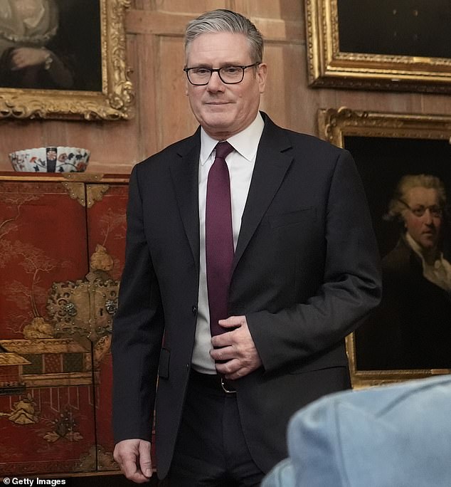 Mr Burnham has refused to rule out a bid for the Labour leadership amid claims Sir Keir Starmer, pictured at Chequers today, could be challenged