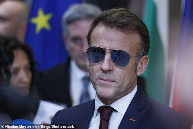 French President Emmanuel Macron arrived at the emergency summit sporting a pair of aviator sunglasses
