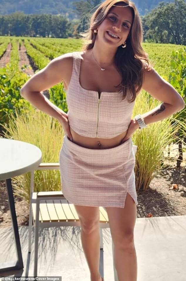 Karina Ureña, 30, was diagnosed with stage 4 colon cancer after throwing up five times during her first-ever half-marathon. She is pictured above