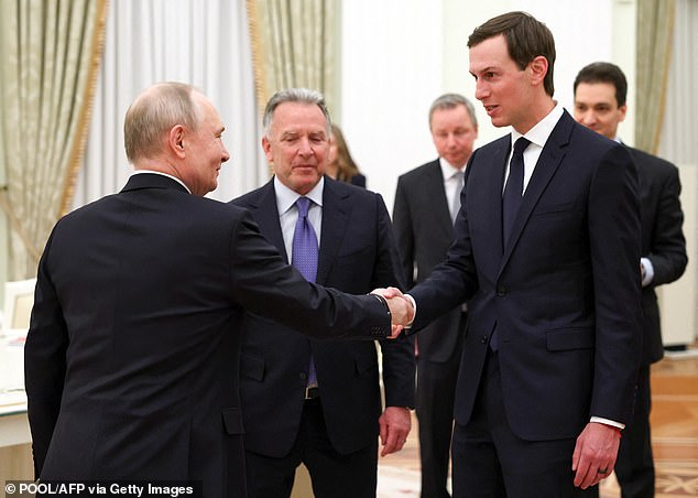 Vladimir Putin welcomes US special envoy Steve Witkoff and US President Donald Trump's son-in-law Jared Kushner during a meeting at the Kremlin in Moscow on January 22, 2026