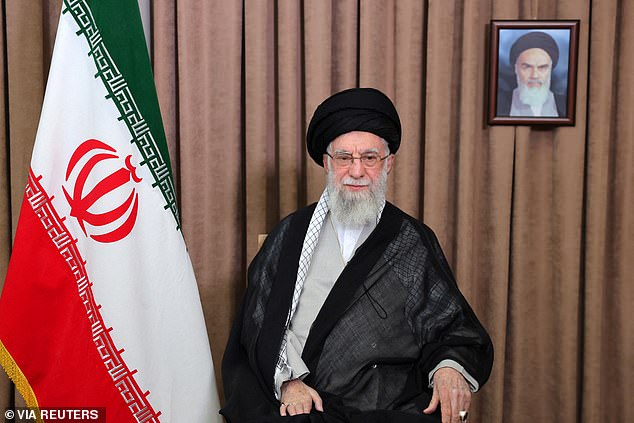 The Iranian government has remained on Trump's mind since then, with the president hitting back after state television aired threats of assassinating him. Pictured: Iran's Supreme Leader Ayatollah Ali Khamenei