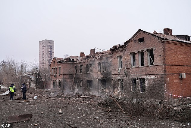 A residential building damaged by a Russian strike in Kryvyi Rih, Ukraine, on Thursday