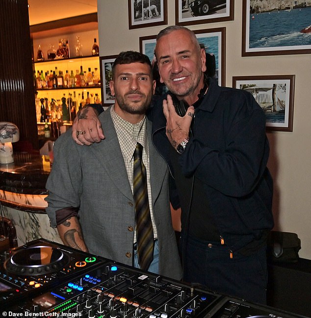 Tony's partner Stavros Agapiou yesterday backed up Brooklyn's claims that his mum 'hijacked my first dance with my wife' and 'danced very inappropriately on me in front of everyone'  (Stavros and Tony seen in June)