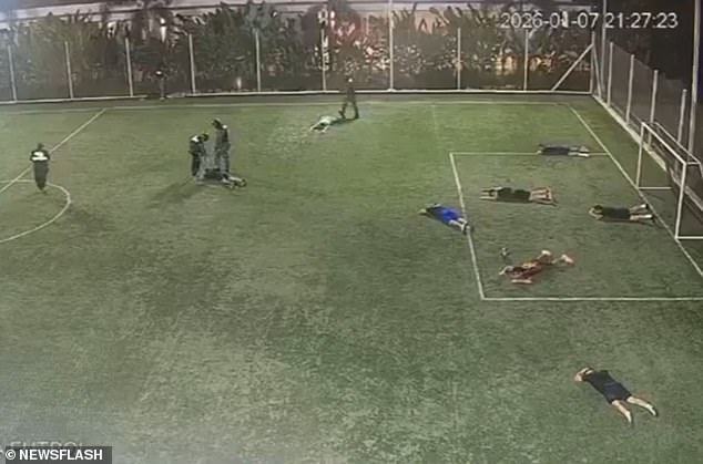 Realising something is wrong, the players drop to the ground to lie on their fronts, desperately trying to avoid drawing attention to themselves