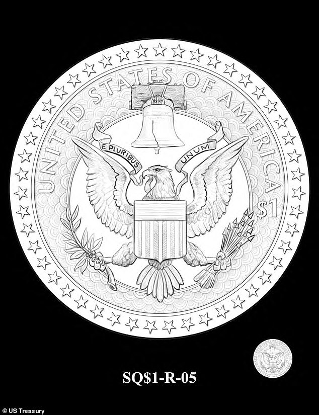 The Commission of Fine Arts members selected this design to be the back of the Trump $1 coin, but without the Liberty Bell image