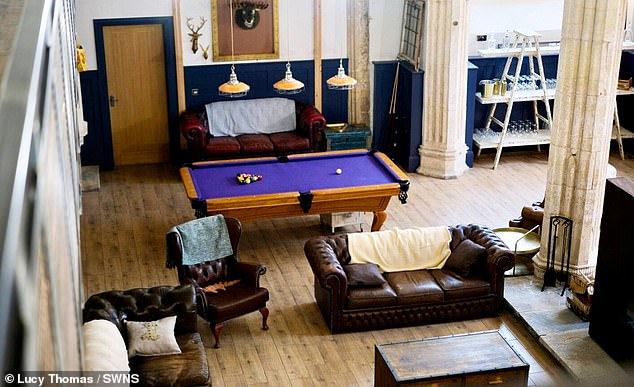 There is also now underfloor heating, a snooker table, grand piano, bar area and a large hot tub in the church