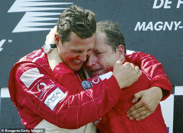 Schumacher's former Ferrari team principal Jean Todt (right) is one of only a few visitors welcomed into his house