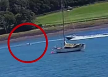 Moment speedboat driver crashes into kayaker, 15, with boat full of passengers including kids