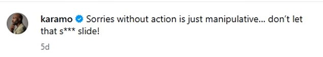 While he didn't refer directly to the emotional abuse claims he said: 'If someone tells you that they hurt them your response needs to be "What's the process of repair?" Let them tell you what they need and then go do it'